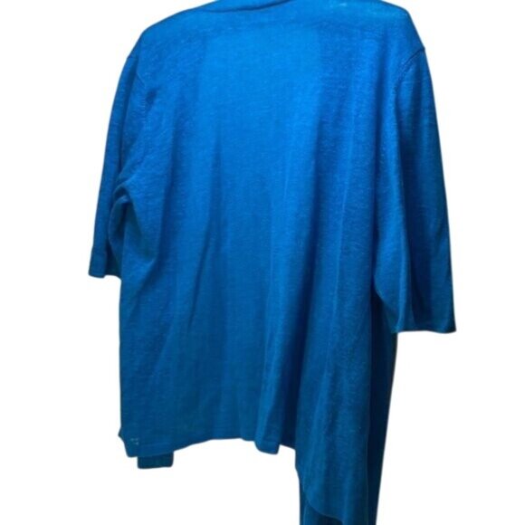 Eileen Fisher Womens Open Front Cardigan M Bright Blue Knit Lightweight - Picture 2 of 4